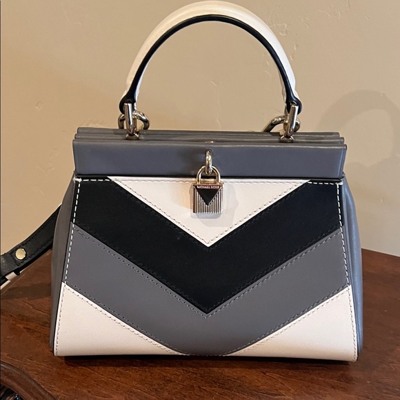 Michael Kors Black, Gray, and White Satchel - Picture 1 of 10